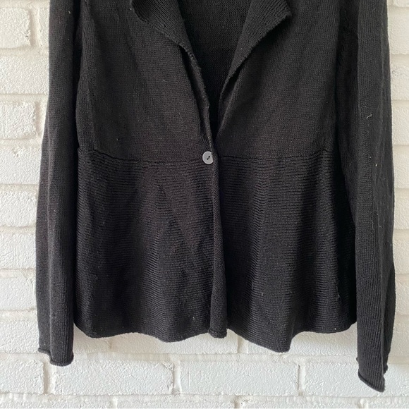 Eileen Fisher Black Silk Blend Knit Button Blazer Sweater Women’s Size XL - Picture 3 of 9